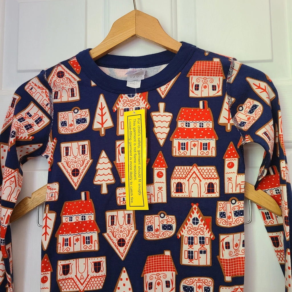 Hanna Andersson Christmas Gingerbread Organic Cotton Long John Pajamas Kids 12
