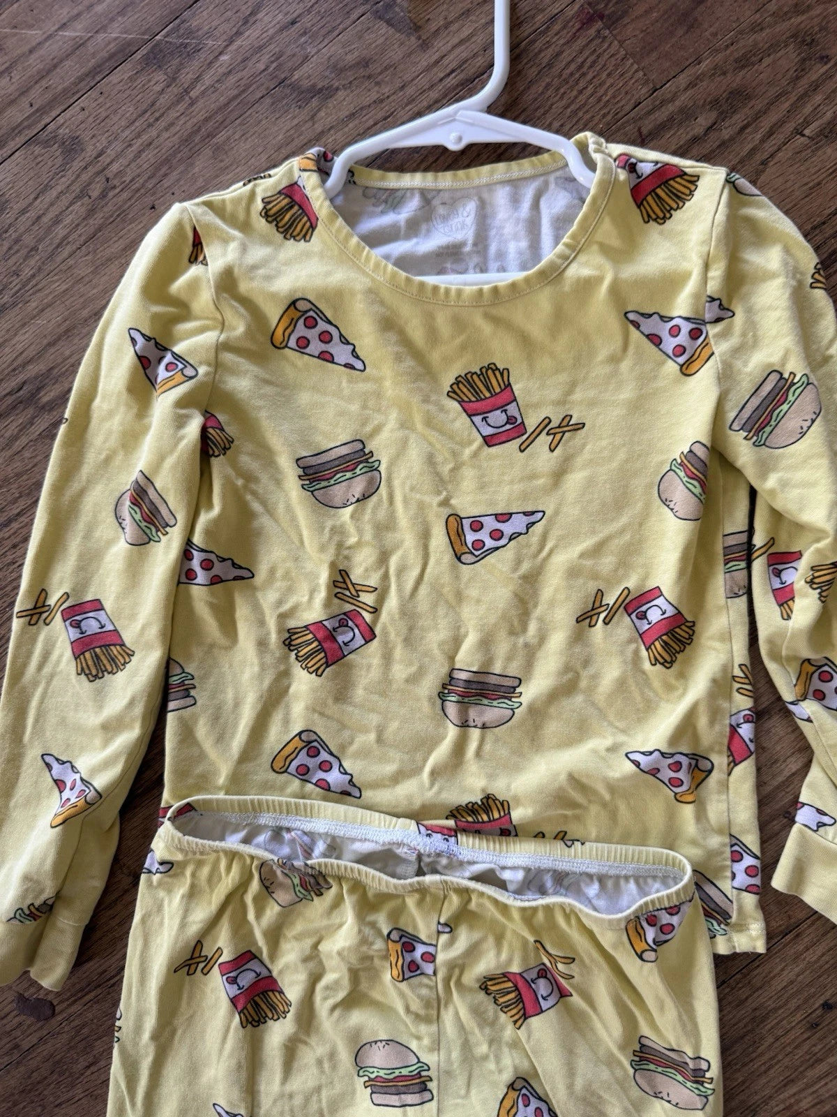 Lovey And Grink Kids Fun Food Soft Stretch Yellow Pajamas, Size 5/6