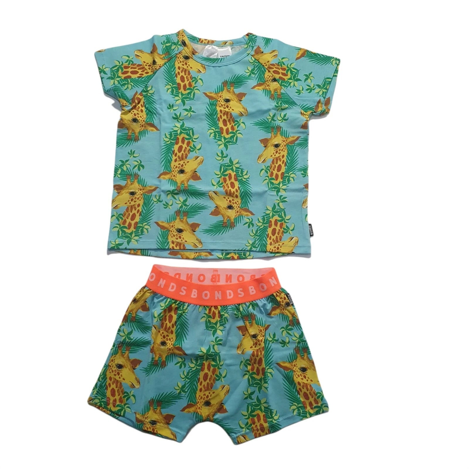 Bonds Baby Kids Sleep Short PJ Set Size 3 Unisex Boy Girl Blue Giraffe