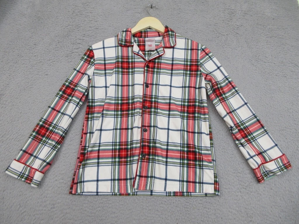 Wondershop Pajama Set Kids Unisex 10/12 Red Plaid Flannel Cozy Lounge Sleepwear