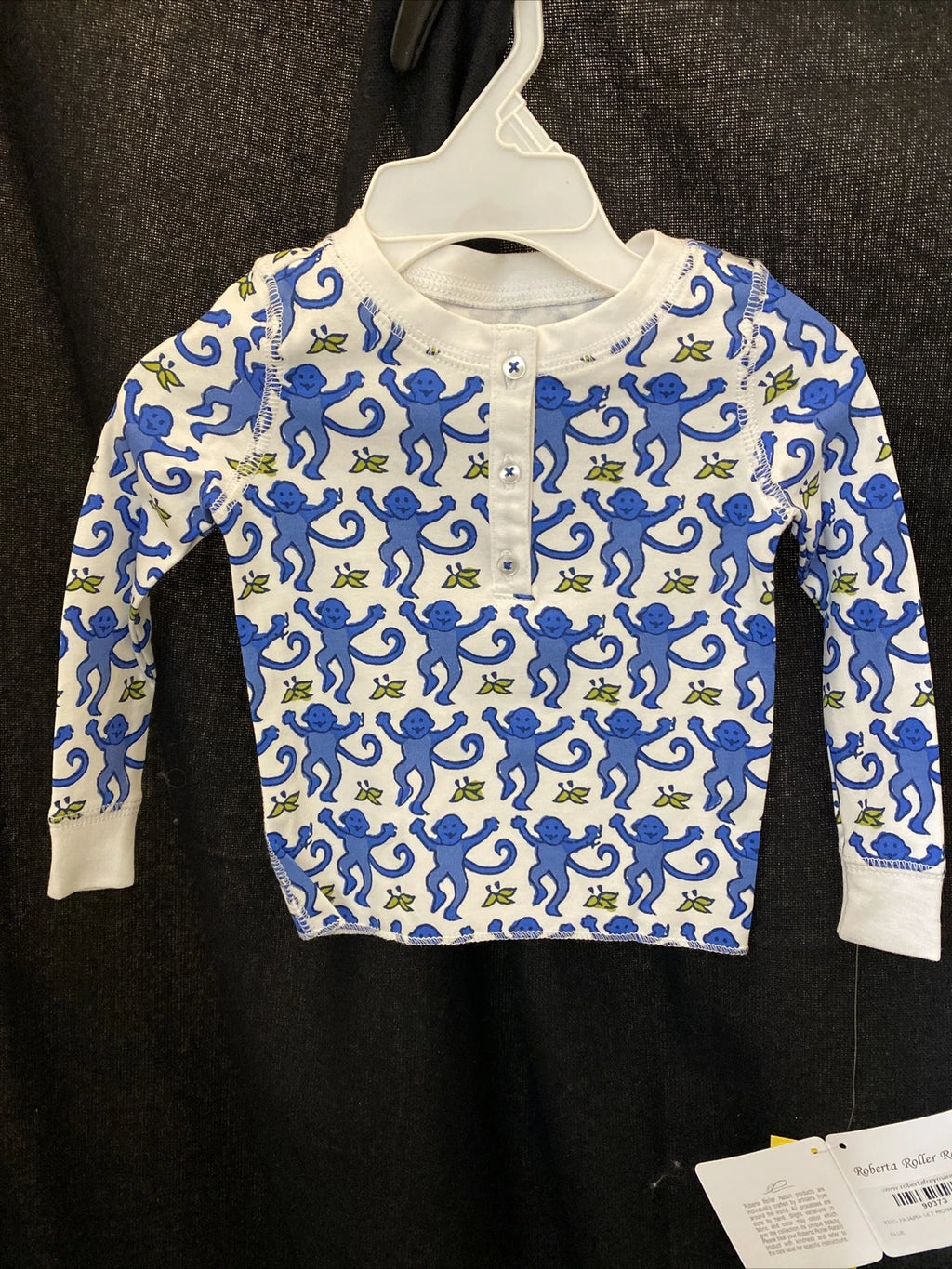 roberta roller rabbit kids pajama set monkey blue 12-18 M