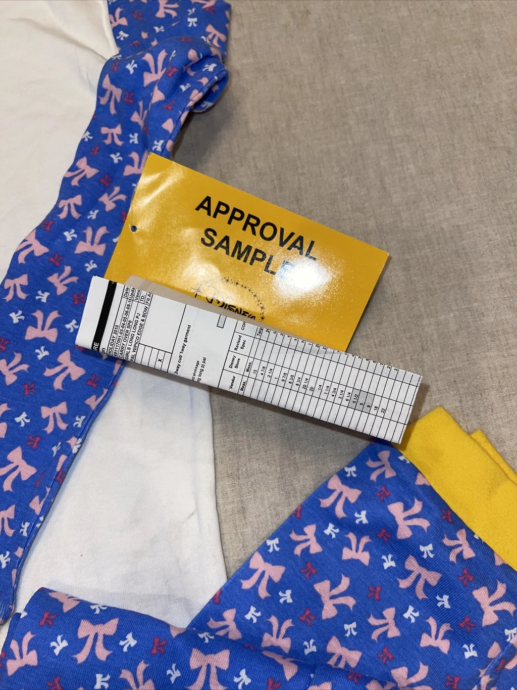 Disney Long Pajama Set Top And Bottoms Princess  Bows size 8