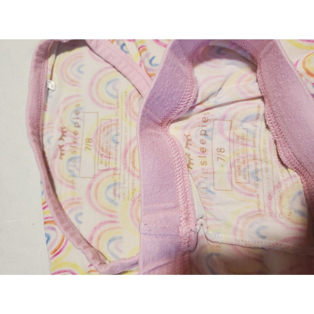 Little Sleepies Girls 7/8 Pink Pastel Rainbows Short Sleeve Pajama Set