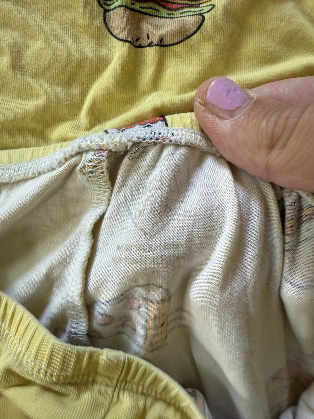 Lovey And Grink Kids Fun Food Soft Stretch Yellow Pajamas, Size 5/6