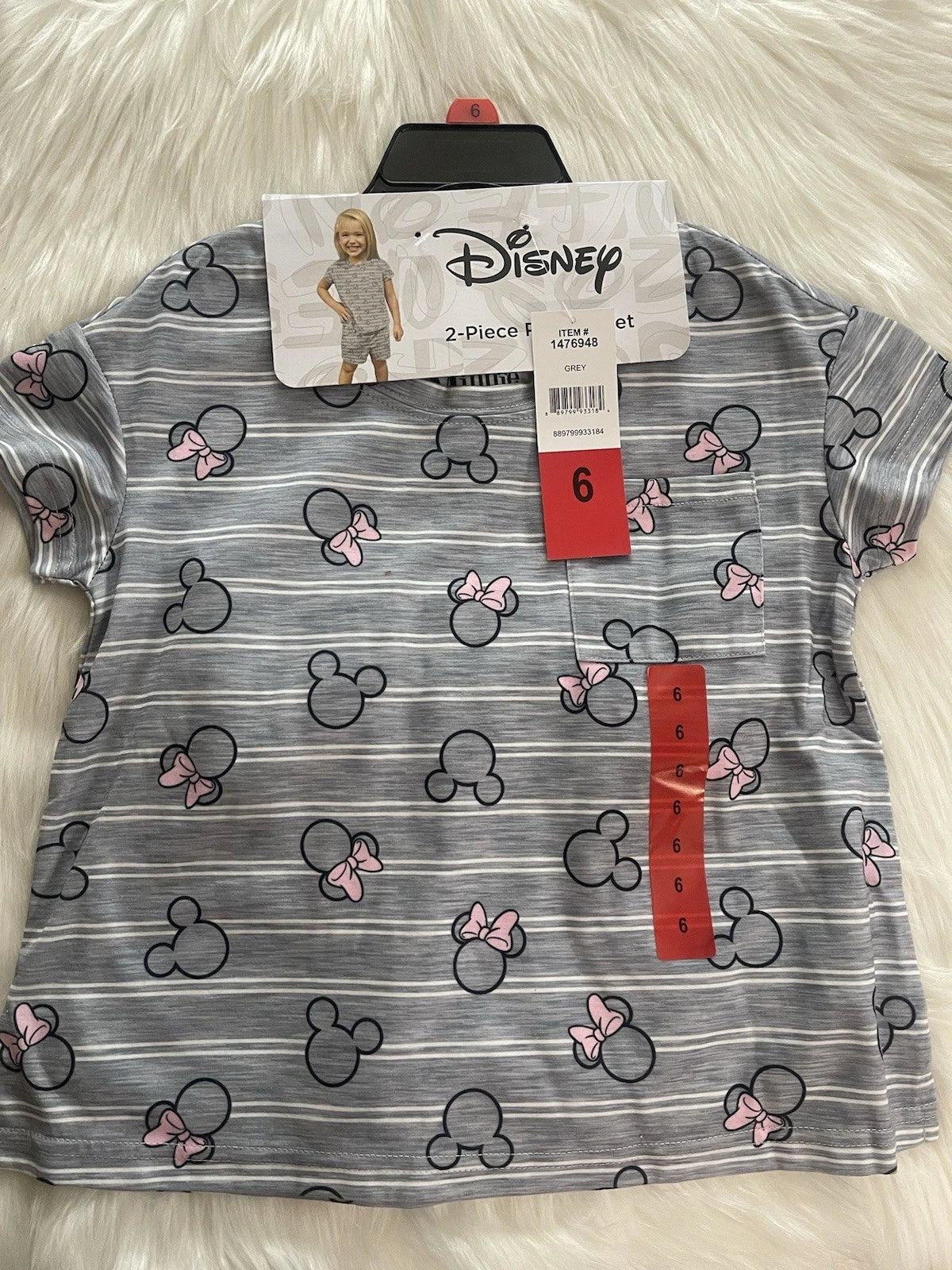 Disney Minnie Kids  Girls Pajama Set 2 pieces Size 6  New