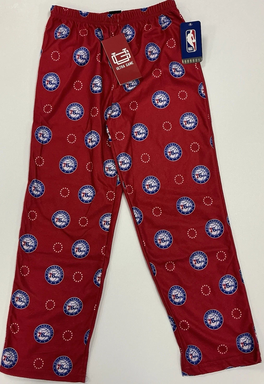 NBA Ultra Game Philadelphia 76ers Kid’s Pajama 2-Piece Set, Red And Grey, 10-12