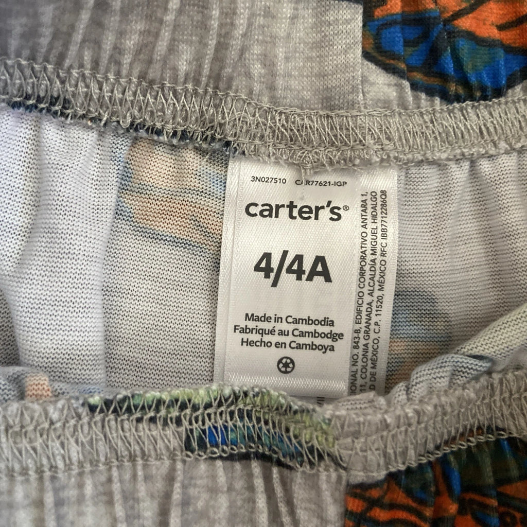 Boy's Carter's Shorts Pajama Set "Racing to Bed" Orange Size 4 *NEW* Carters