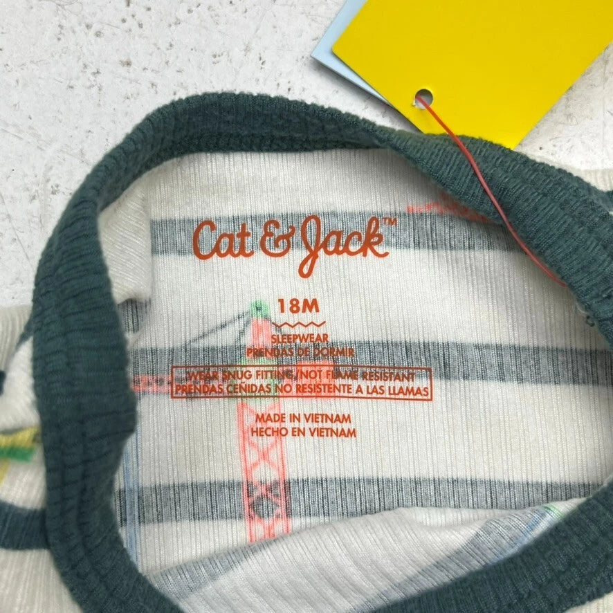 Cat & Jack 2 Piece Print Pajama Short Sleeve & Pants Set Kids Size 18 Months NEW