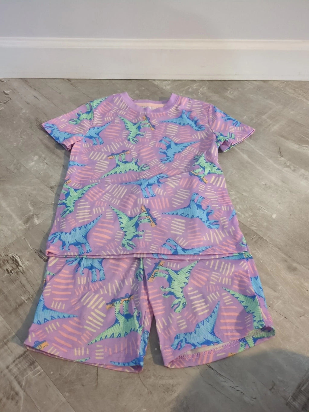 Cat & Jack Girls Small Dinosaur On Skateboard Pajama Set