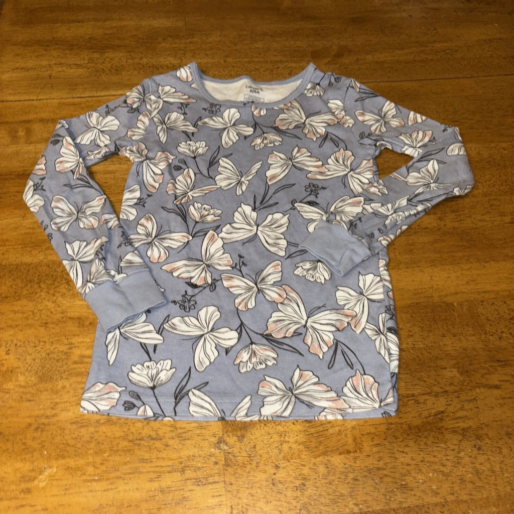 Carter's Girls 8/8A  Pajama Set Snug fit  Butterfly Flowers Purple Cotton