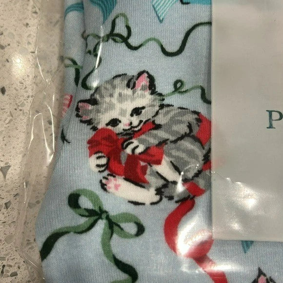 PrintFresh Kids Cotton Christmas Holiday Kitten Wrapped Gift Pajama Set - 6