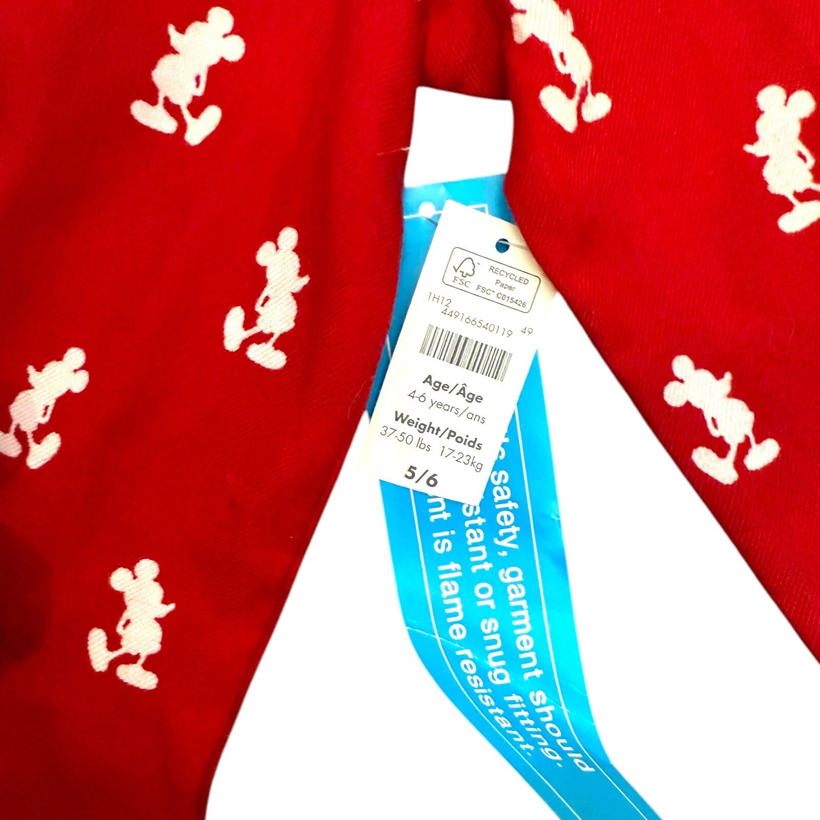 NWT New Disney Store Mickey Mouse Red Pajama Set Kid’s Unisex Size 5/6