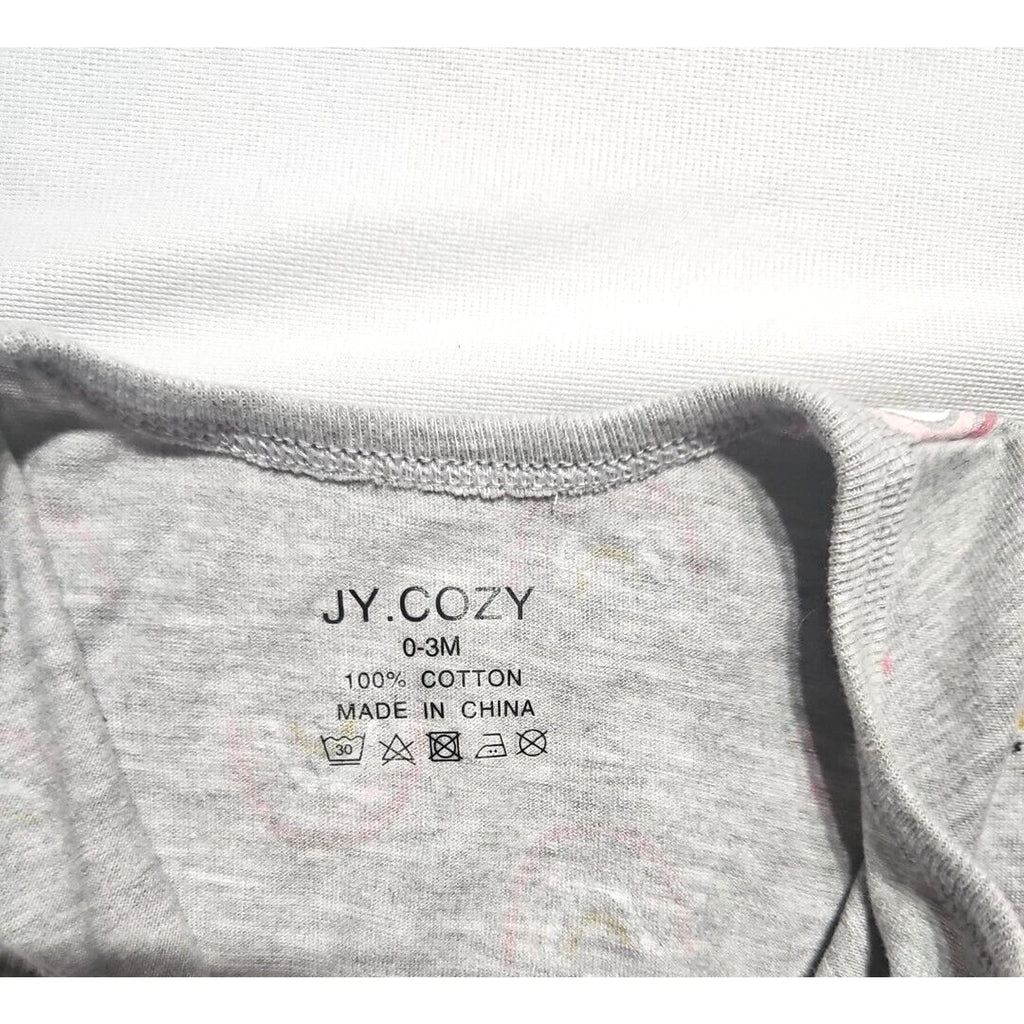 JY Cozy Baby Girl Footie Pajamas 0-3M Floral and Rainbows