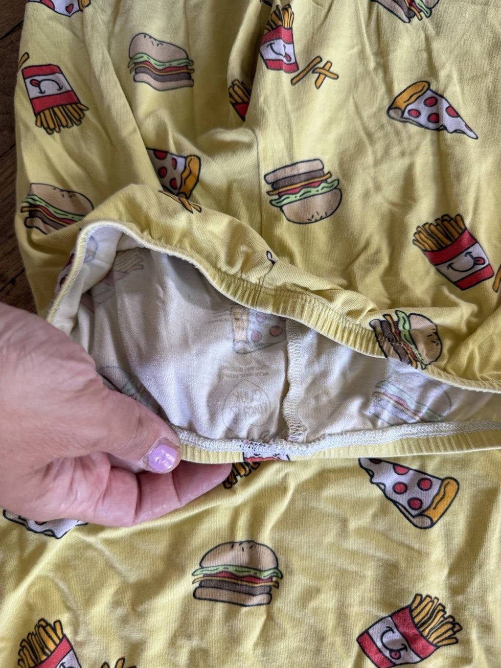 Lovey And Grink Kids Fun Food Soft Stretch Yellow Pajamas, Size 5/6