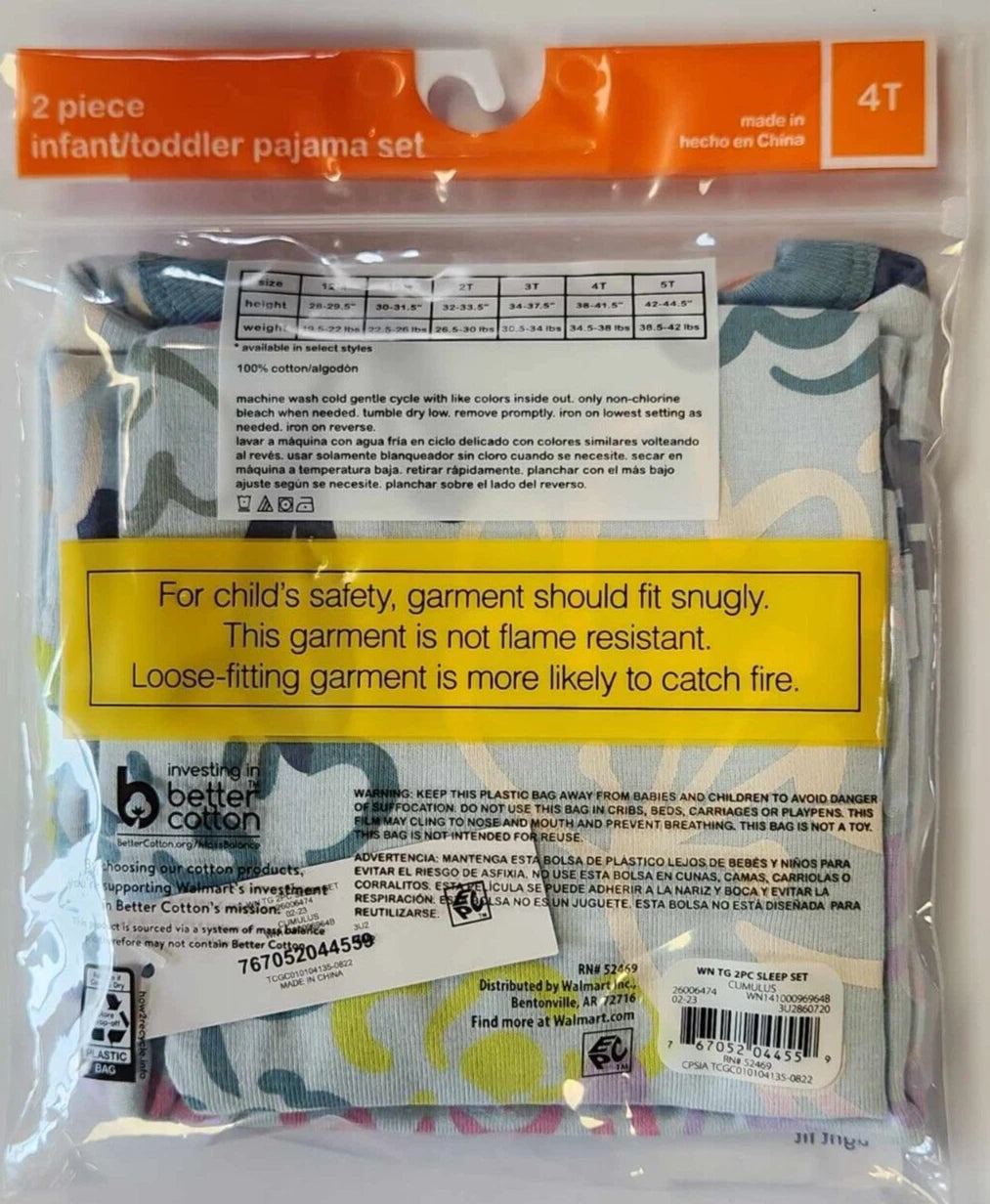 2 Piece Wonder Nation Girls Size 4T Floral Pattern Pajama Set