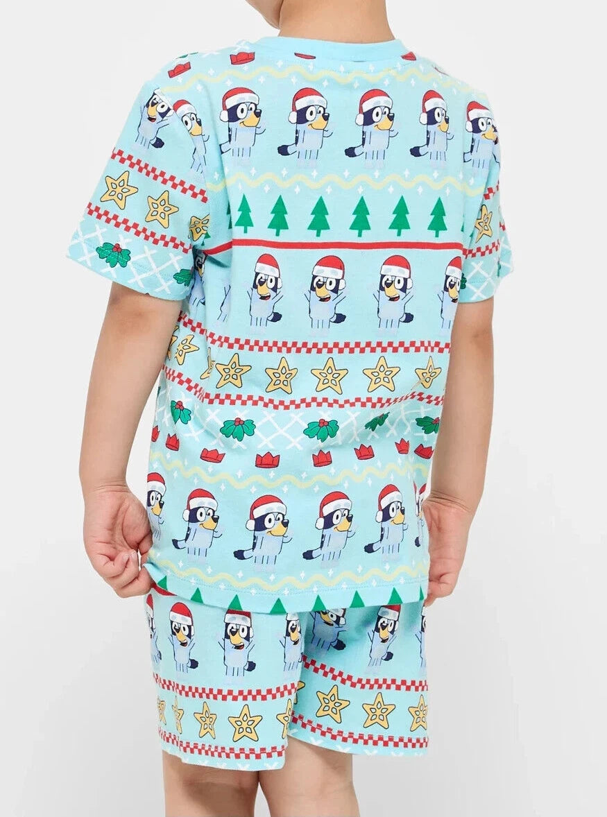 Boys girls size 2 BLUEY blue COTTON Christmas summer pyjamas  Bluey NEW A 003