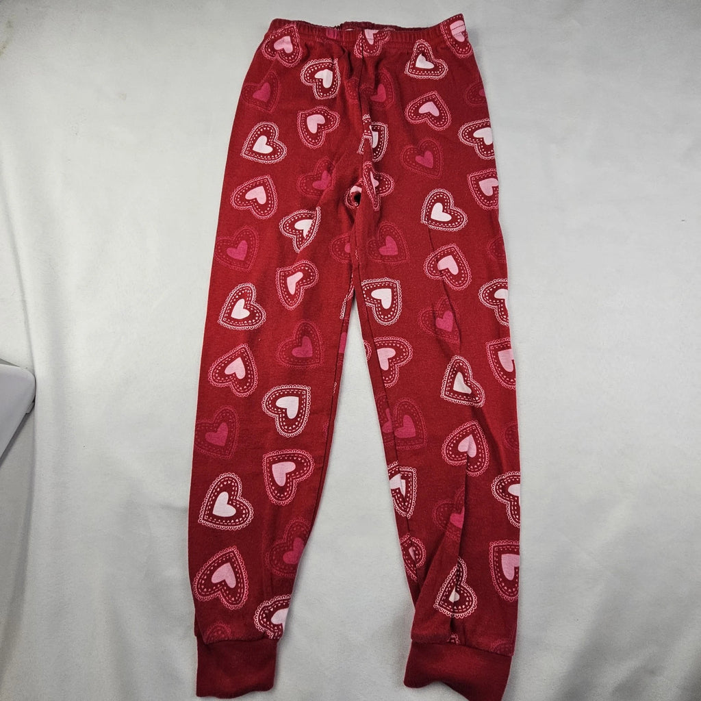 Gymboree Little Girls Size 7 Snug Fit Pajamas Red Pink Hearts Top Bottoms Cotton