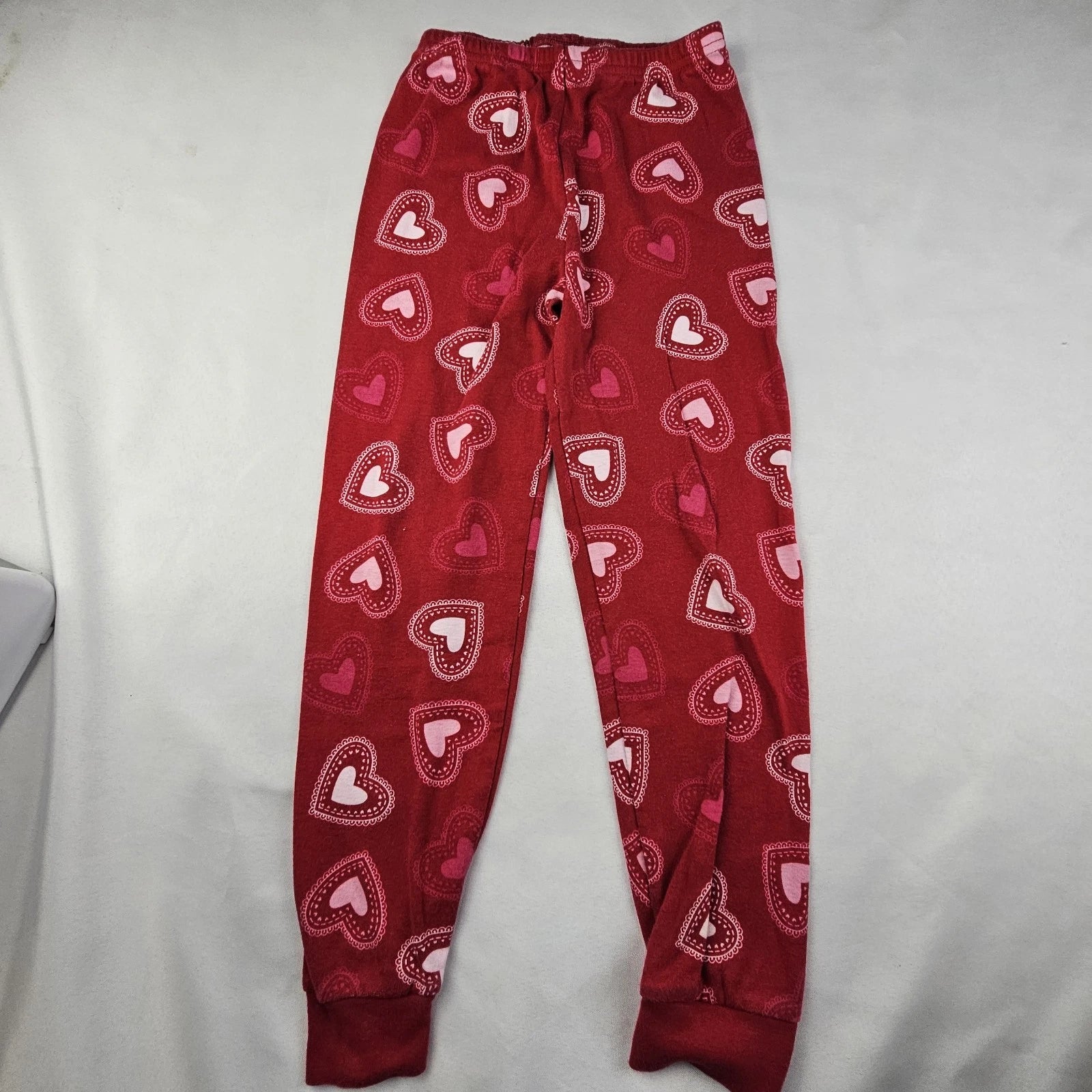 Gymboree Little Girls Size 7 Snug Fit Pajamas Red Pink Hearts Top Bottoms Cotton