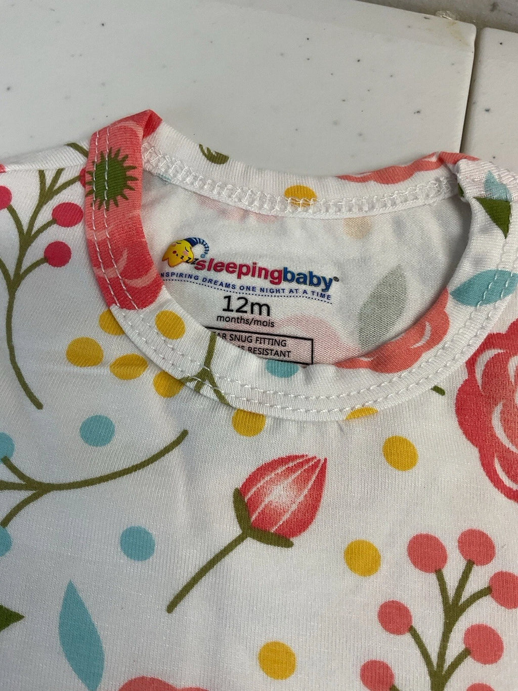 NEW Sleeping Baby Pajama Set Girls Floral Bamboo Long sleeve 12 MOS