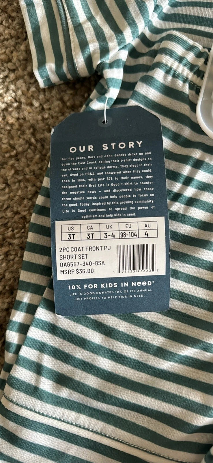 Life Is Good Toddler Boys Notch Collar Top and Shorts Pajama Set