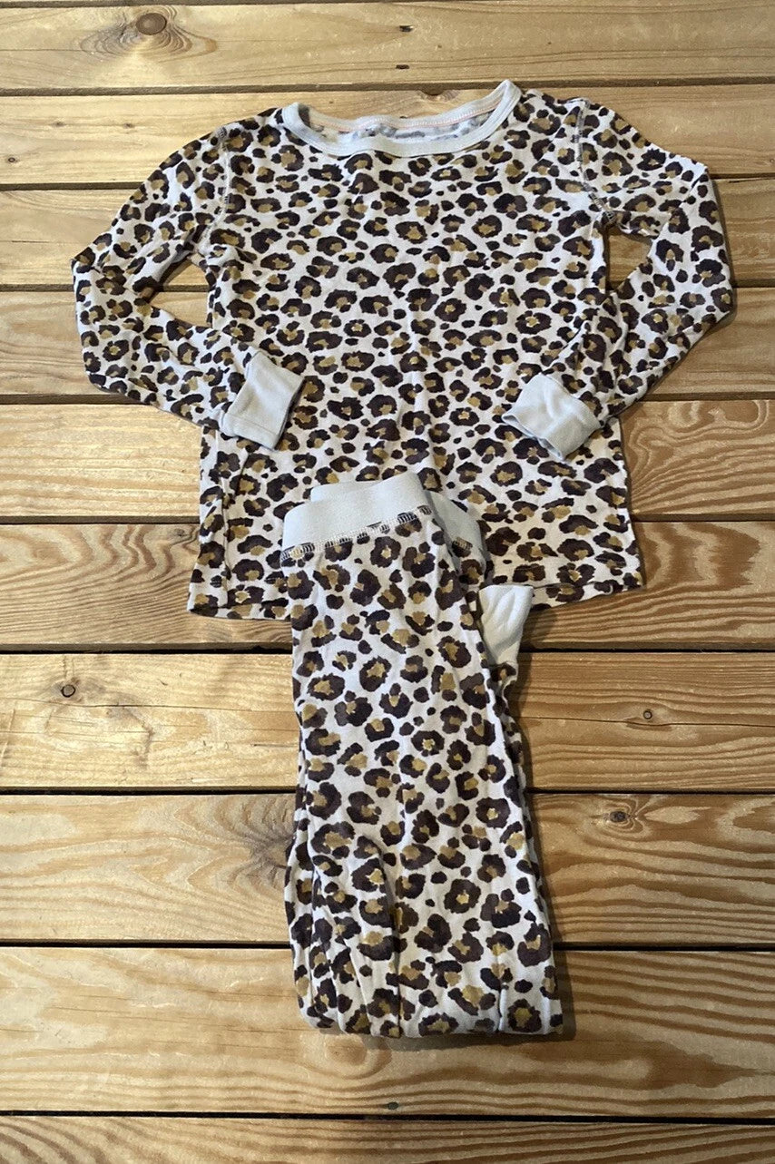 Crewcuts Girl’s Cheetah print pajama set Size 7 Brown O6