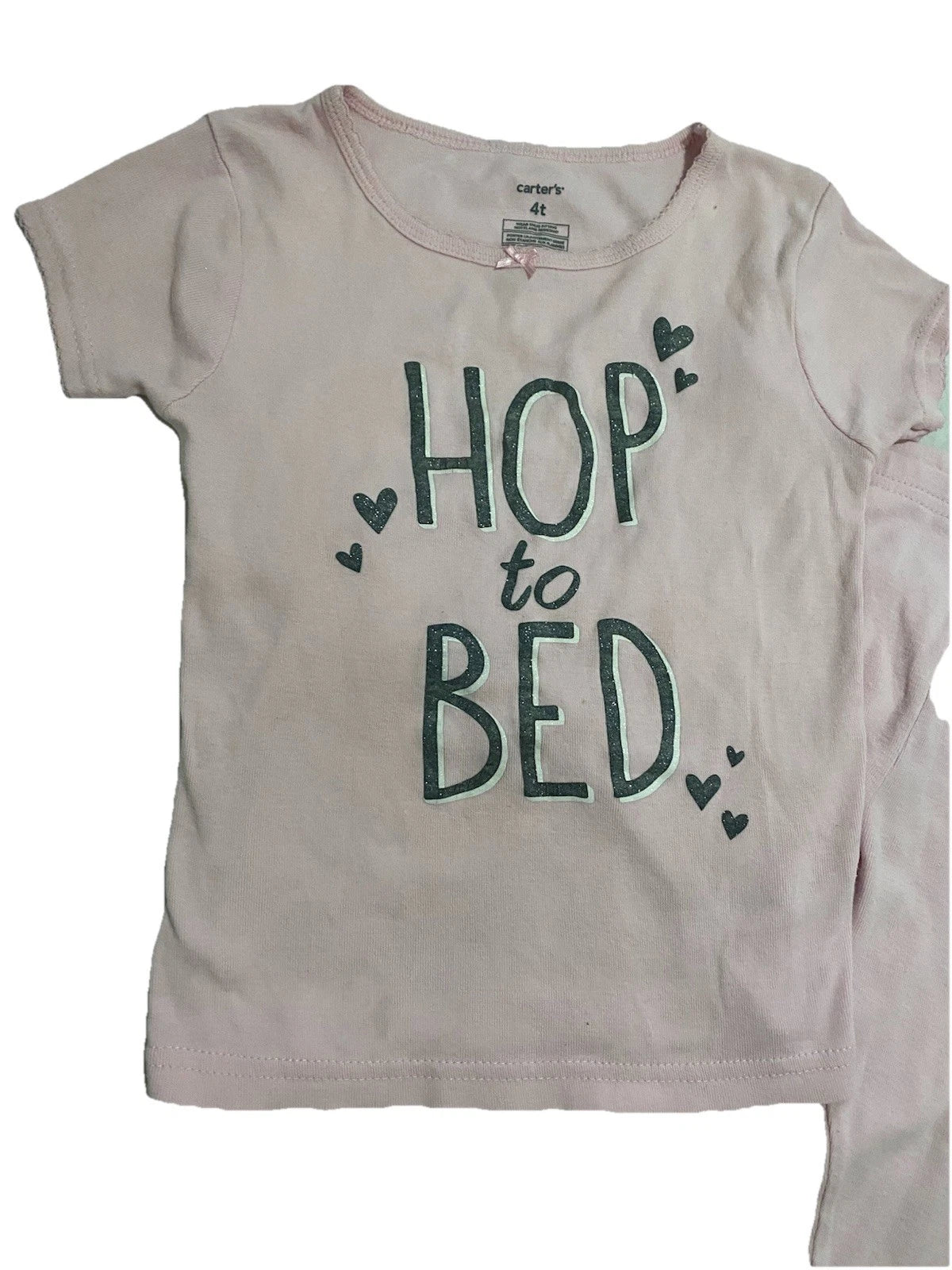 Carter's Girls Bunny Pajama Set Snug Fit Pink Kids Size 4T Short Sleeve