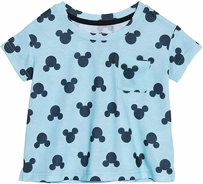 Disney Girls' 2-Piece Pajama Set Mickey Blue/Green Size-5