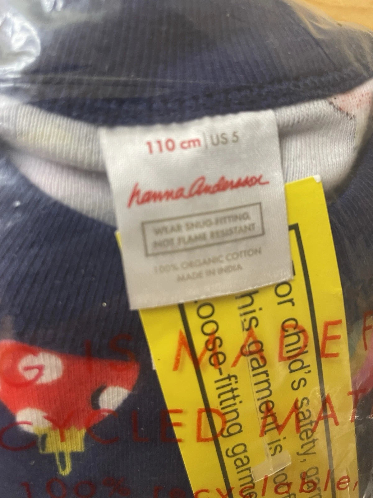 HANNA ANDERSSON CHRISTMAS HOLIDAY ORNAMENTS LONG JOHN PAJAMAS SZ 5/110 Cotton