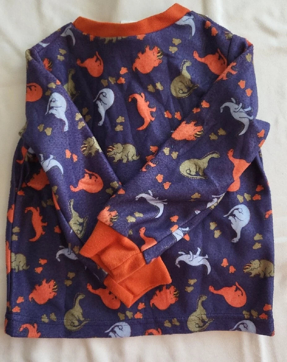 Confetti Kid Pajama 2 Piece Set Dinosaurs 3T Navy with Orange, Blue & Green Dino