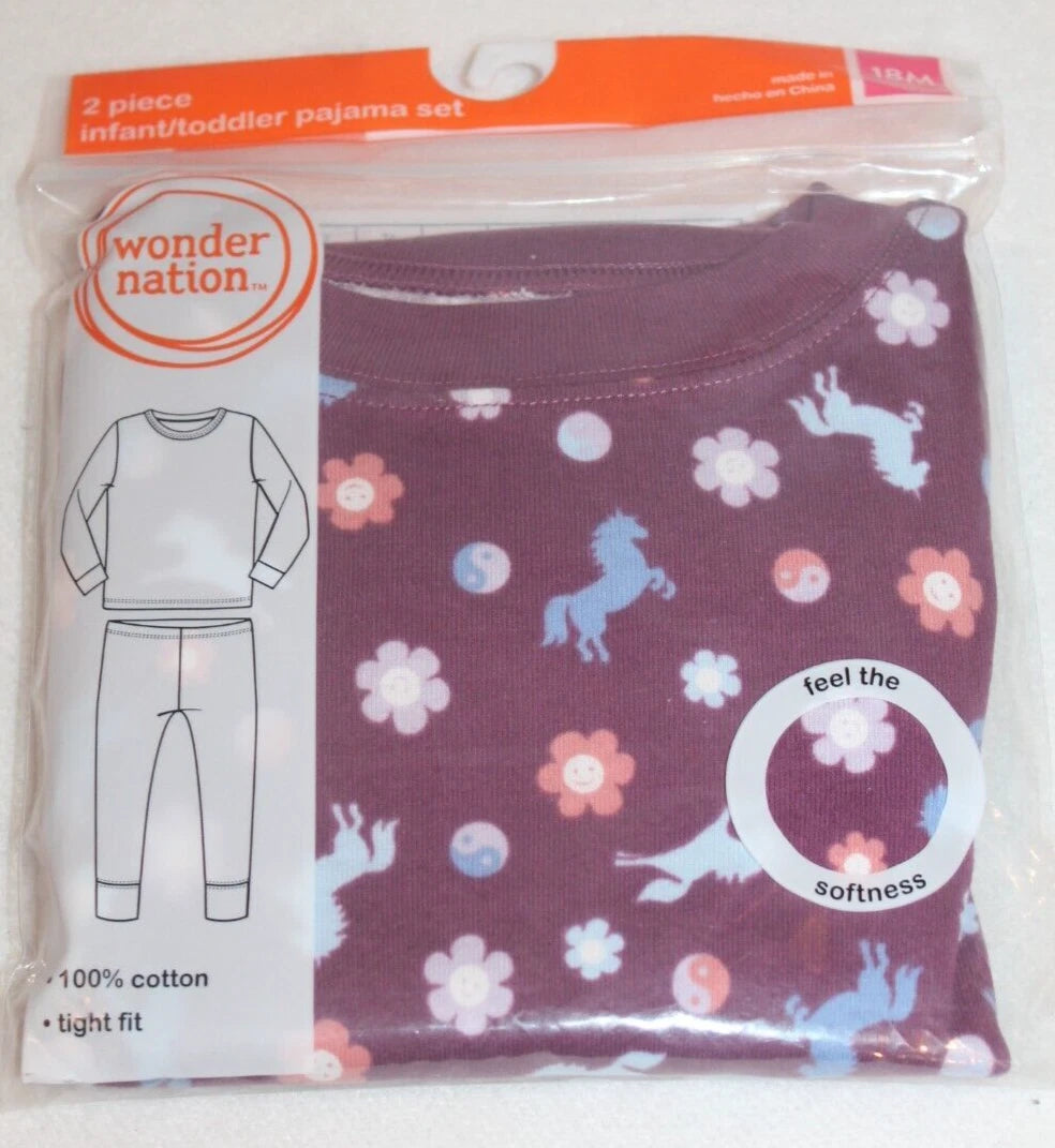 New in Package Wonder Nation 2 Piece Pajama Set Size 18M