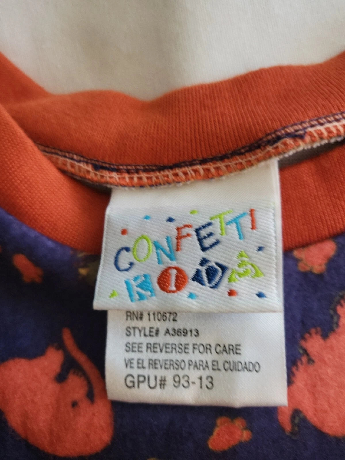 Confetti Kid Pajama 2 Piece Set Dinosaurs 3T Navy with Orange, Blue & Green Dino