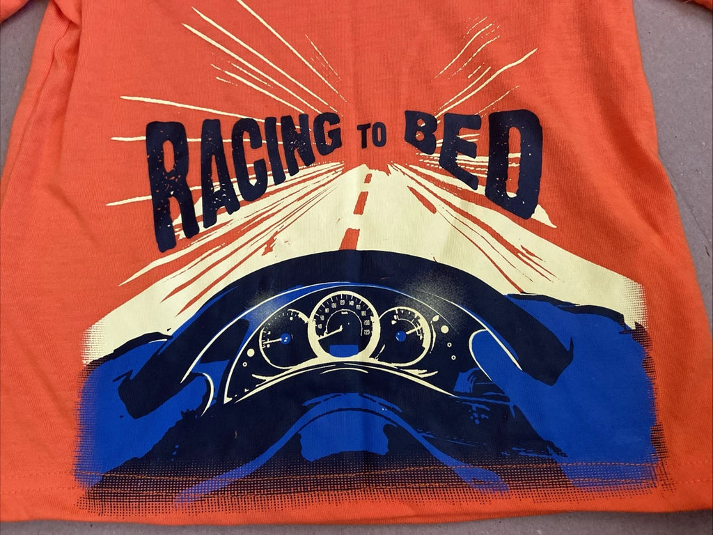 Boy's Carter's Shorts Pajama Set "Racing to Bed" Orange Size 4 *NEW* Carters
