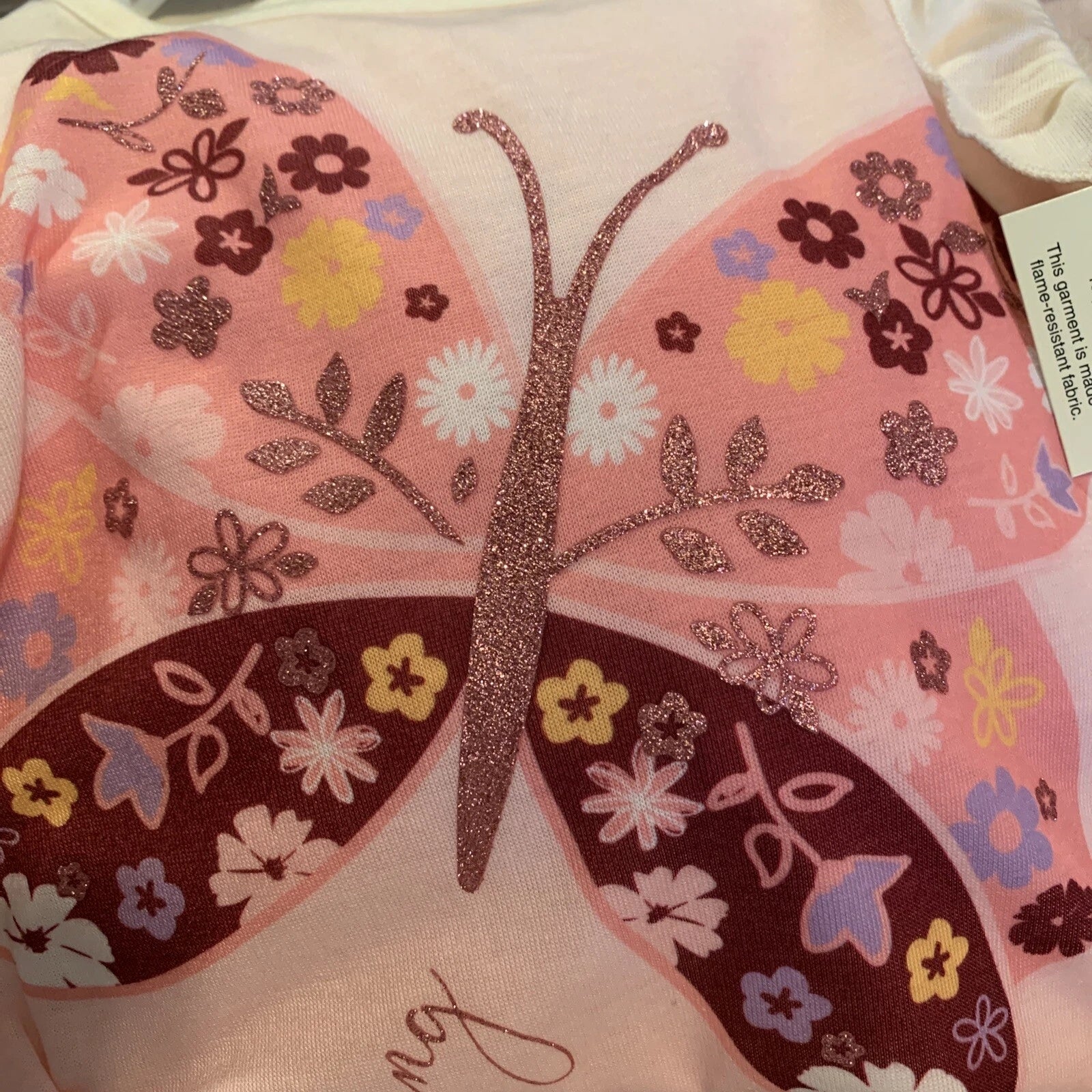 Girl’s CUDDL DUDS "Keep Dreaming" Butterfly 3-Piece Pajama Set Size XS (4-5) NWT