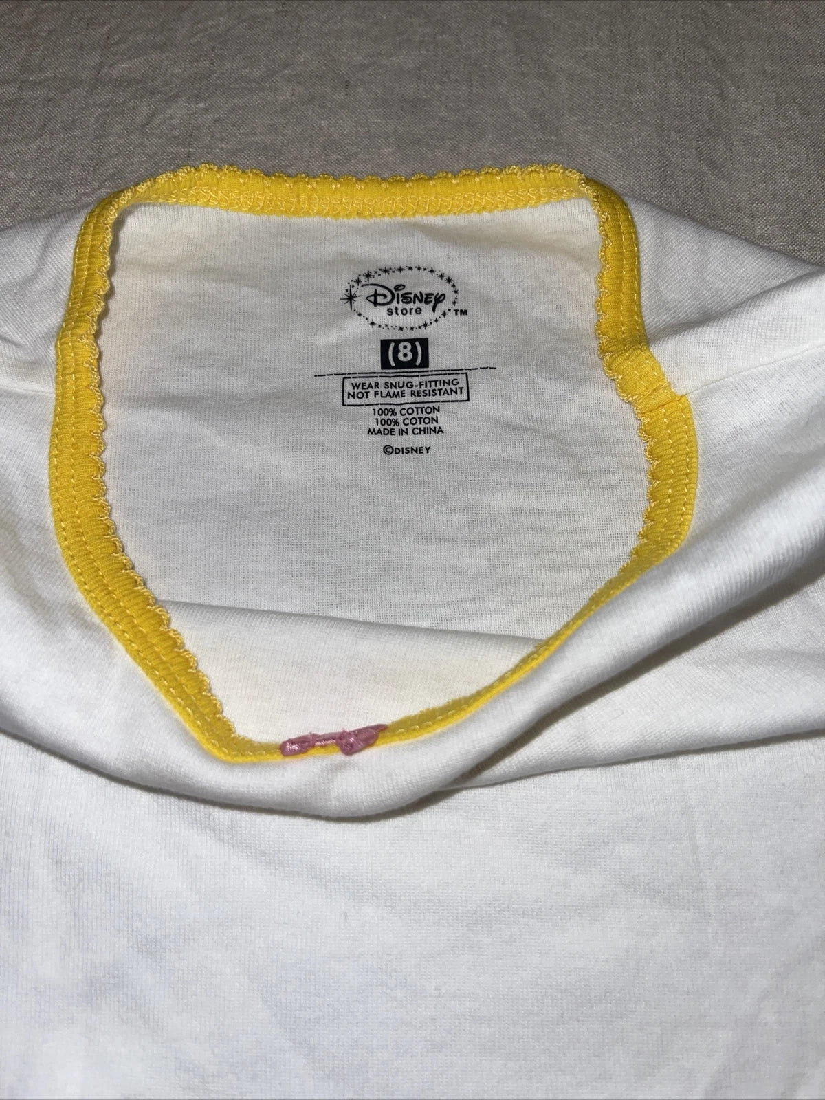 Disney Long Pajama Set Top And Bottoms Princess  Bows size 8