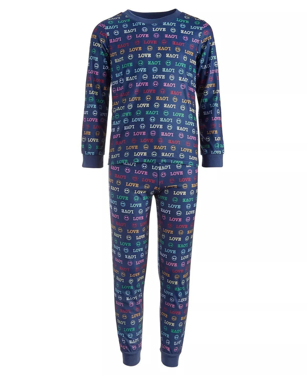 Family PJ's from Macy's Pajama Set Love Smiley Blue Kids Size 6-7