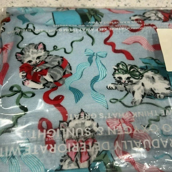 PrintFresh Kids Cotton Christmas Holiday Kitten Wrapped Gift Pajama Set - 6