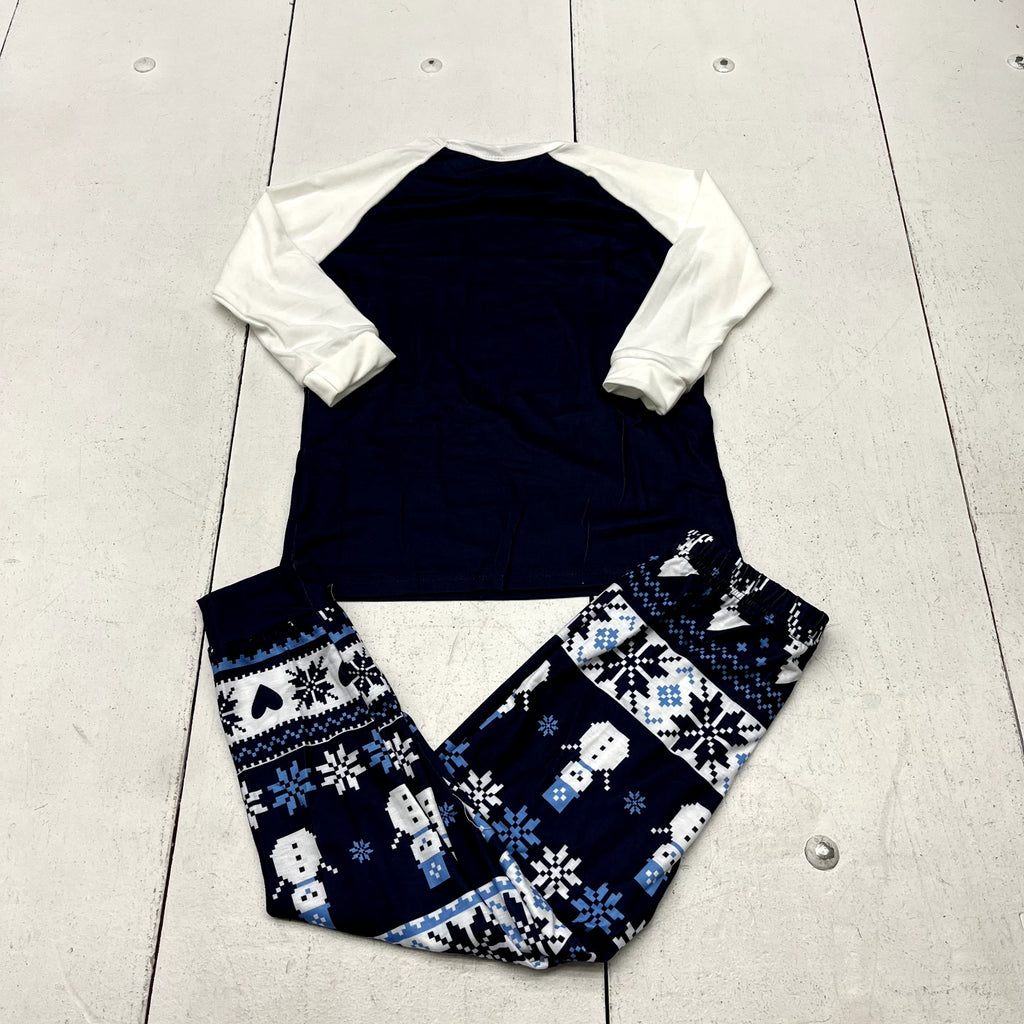 Blue "Let It Snow" Graphic Print 2 Piece Long Sleeve Pajama Set Kids Size 4T NEW