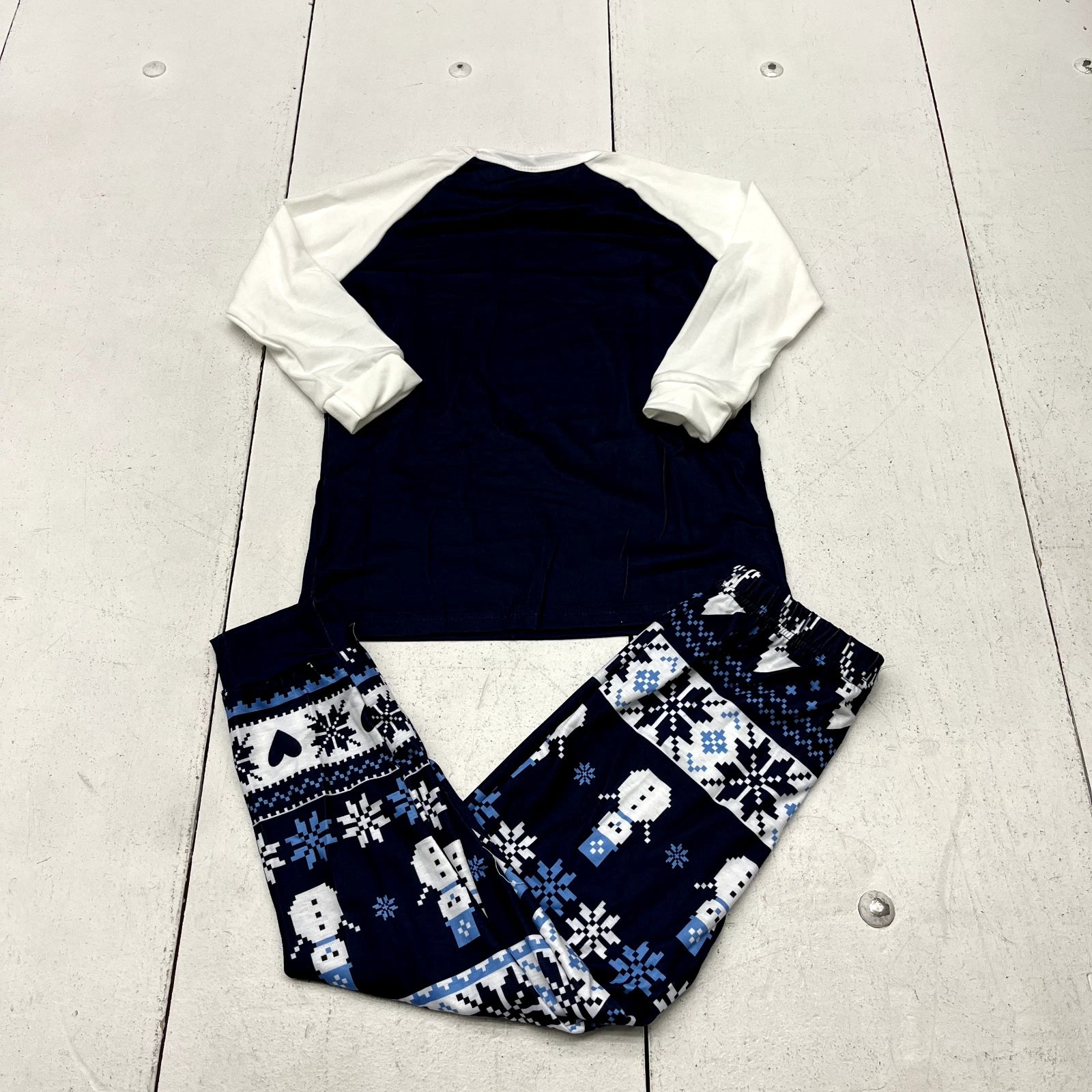 Blue "Let It Snow" Graphic Print 2 Piece Long Sleeve Pajama Set Kids Size 4T NEW