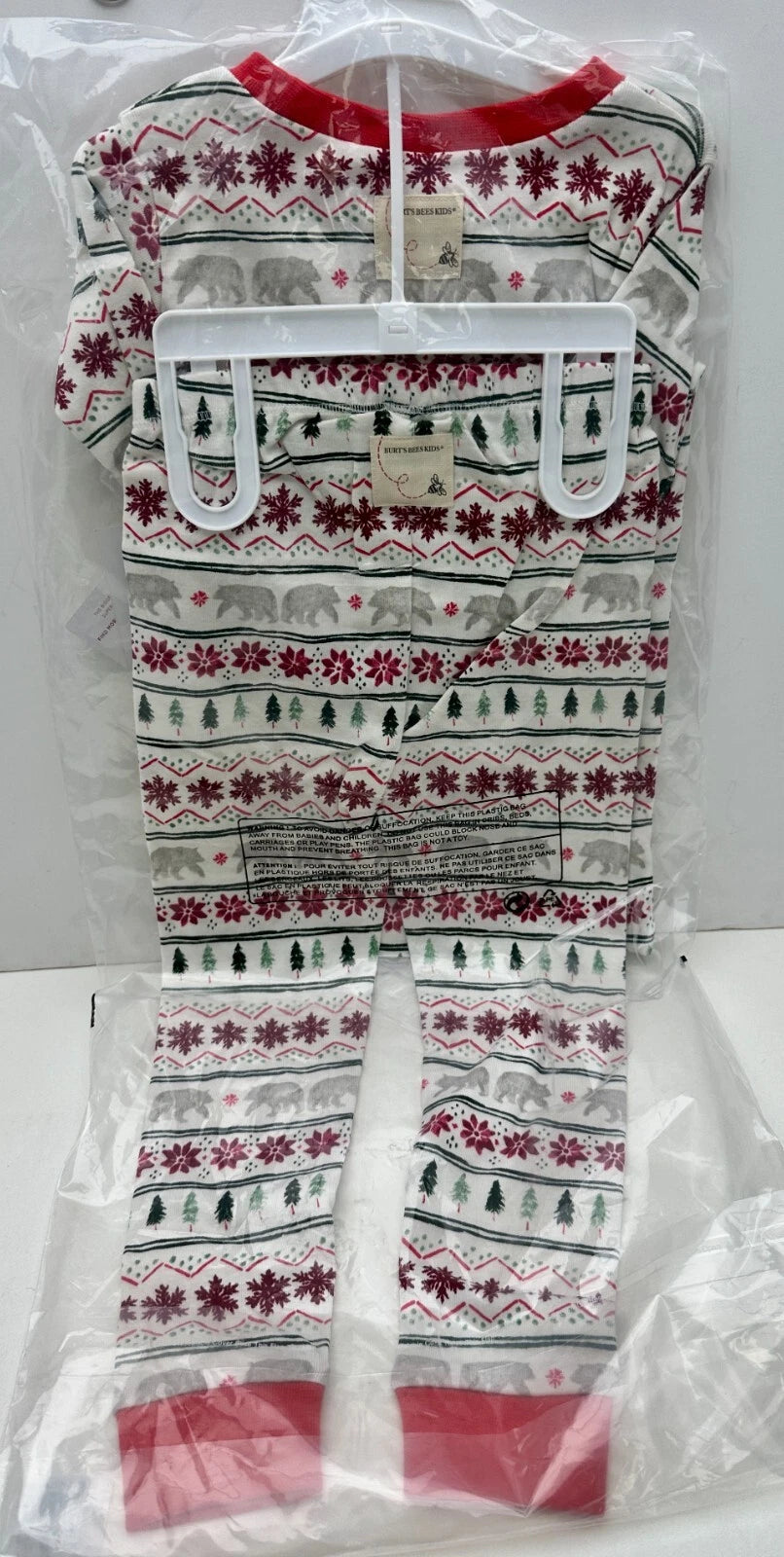 New Burts Bees Snug Fit Woods PJ Set 4T Organic Cotten Kids Toddler