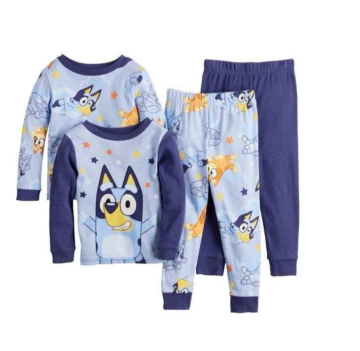 Boy's BLUEY "Bluey Stars" 4 Piece Pajama Set Size 12M  NWT