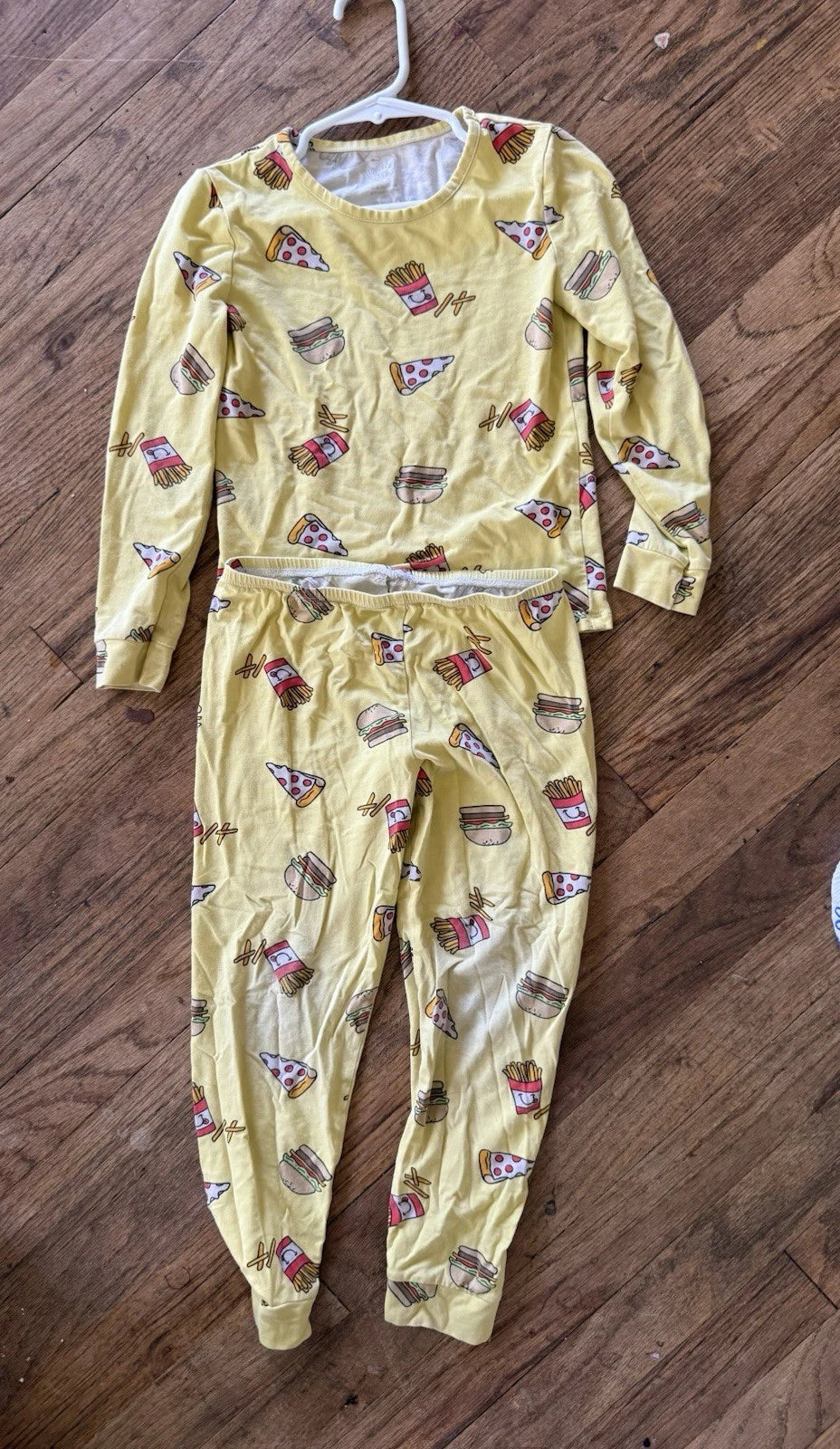Lovey And Grink Kids Fun Food Soft Stretch Yellow Pajamas, Size 5/6