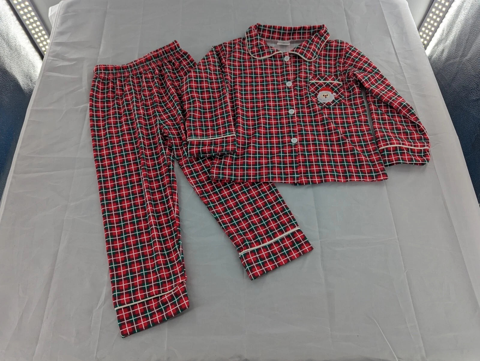 Plaid Santa Claus Long Sleeve Two Piece Pajama Set Size 4t