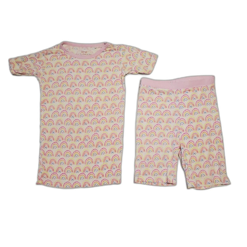 Little Sleepies Girls 7/8 Pink Pastel Rainbows Short Sleeve Pajama Set