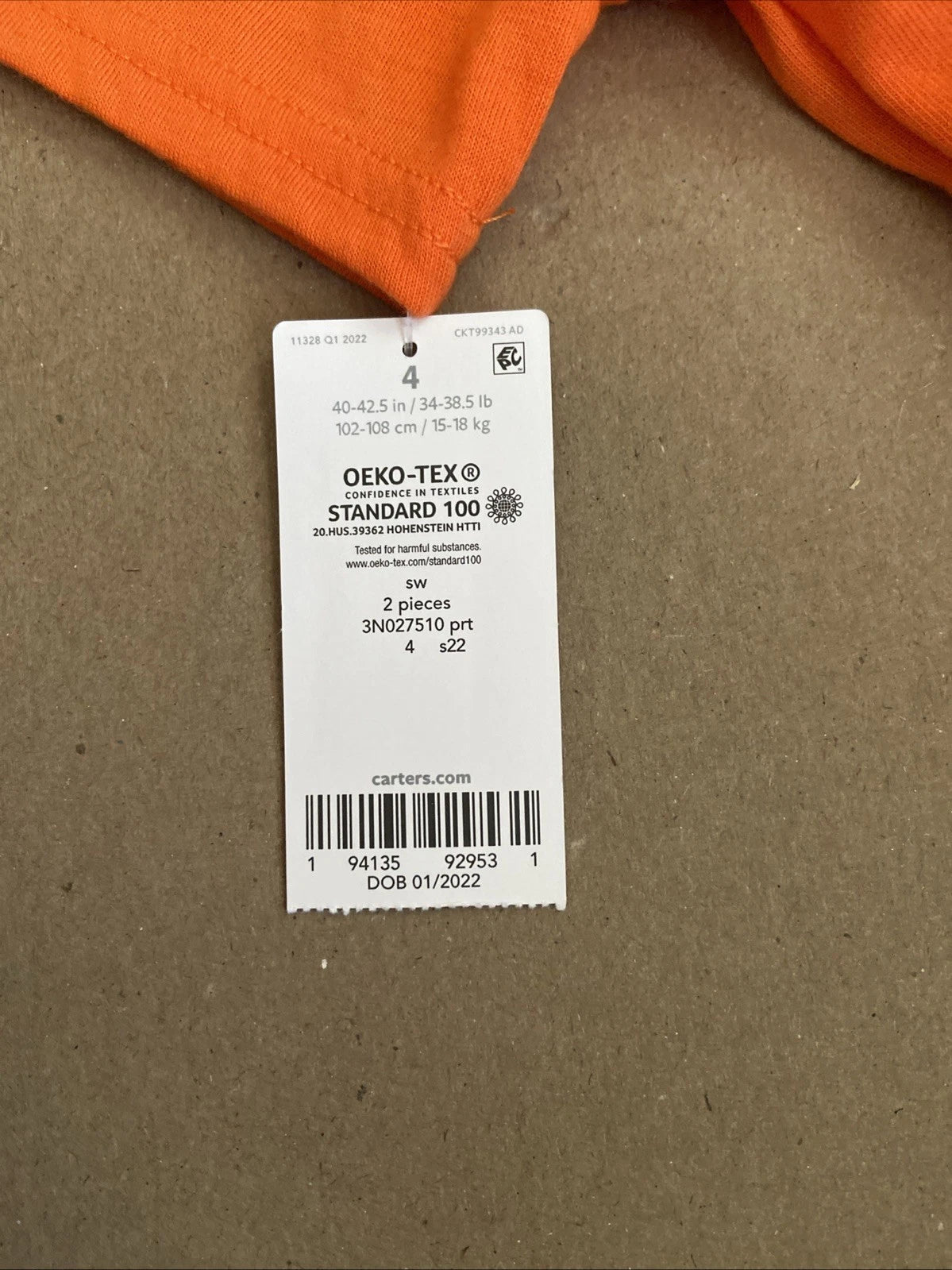 Boy's Carter's Shorts Pajama Set "Racing to Bed" Orange Size 4 *NEW* Carters