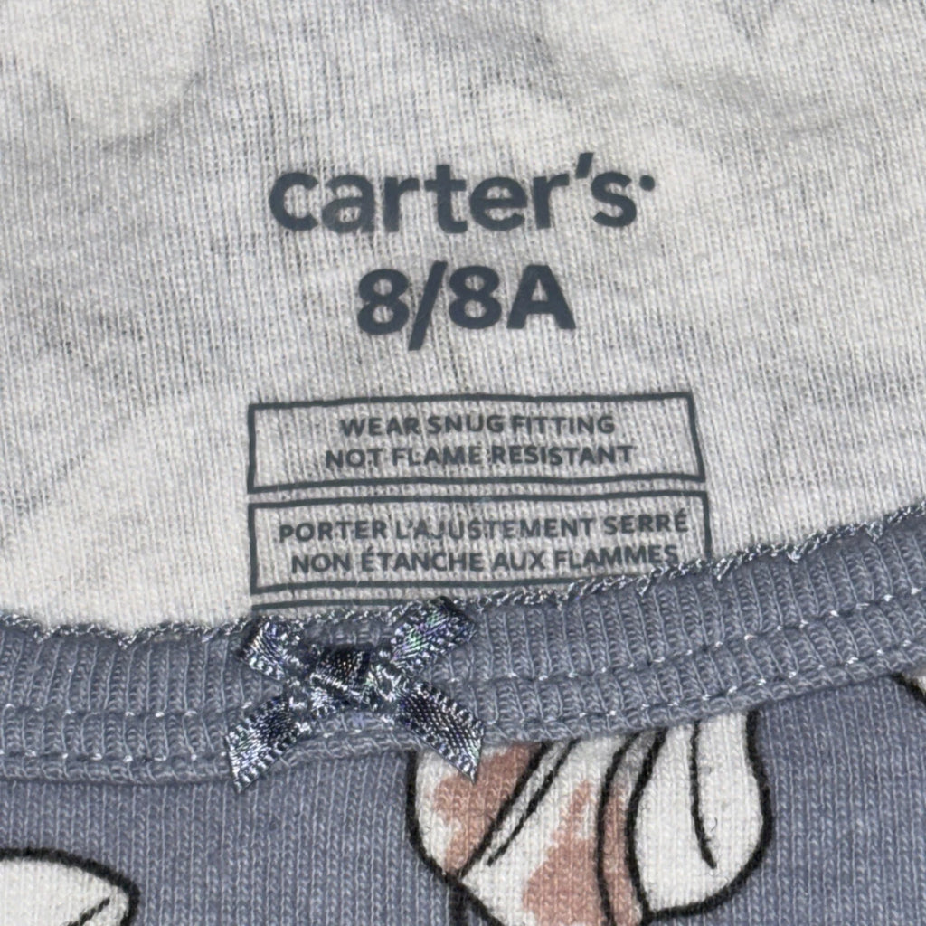 Carter's Girls 8/8A  Pajama Set Snug fit  Butterfly Flowers Purple Cotton