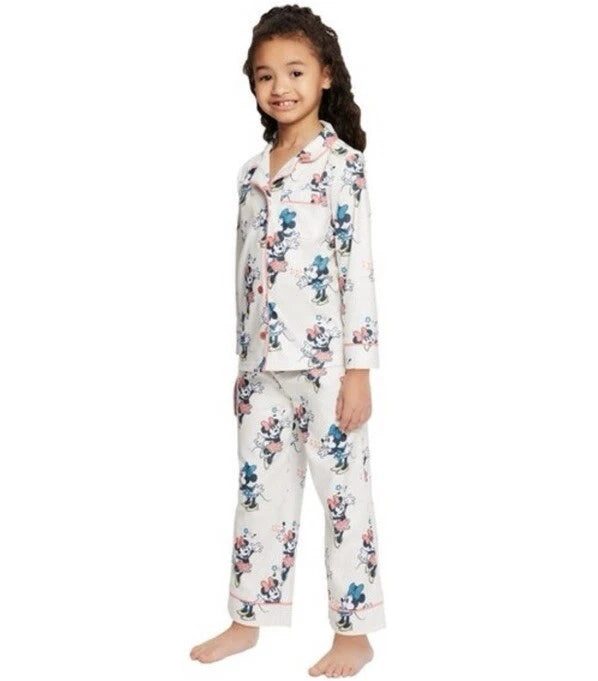 Disney Minnie Mouse Kids 2-PC PJ Set Size 5 Notch Collar Long Sleeves