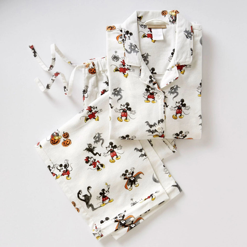 Pottery Barn Teen Flannel Disney Mickey Mouse Halloween Pajama Set Youth Small