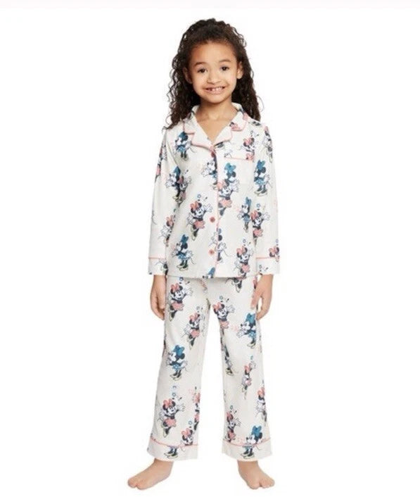 Disney Minnie Mouse Kids 2-PC PJ Set Size 5 Notch Collar Long Sleeves