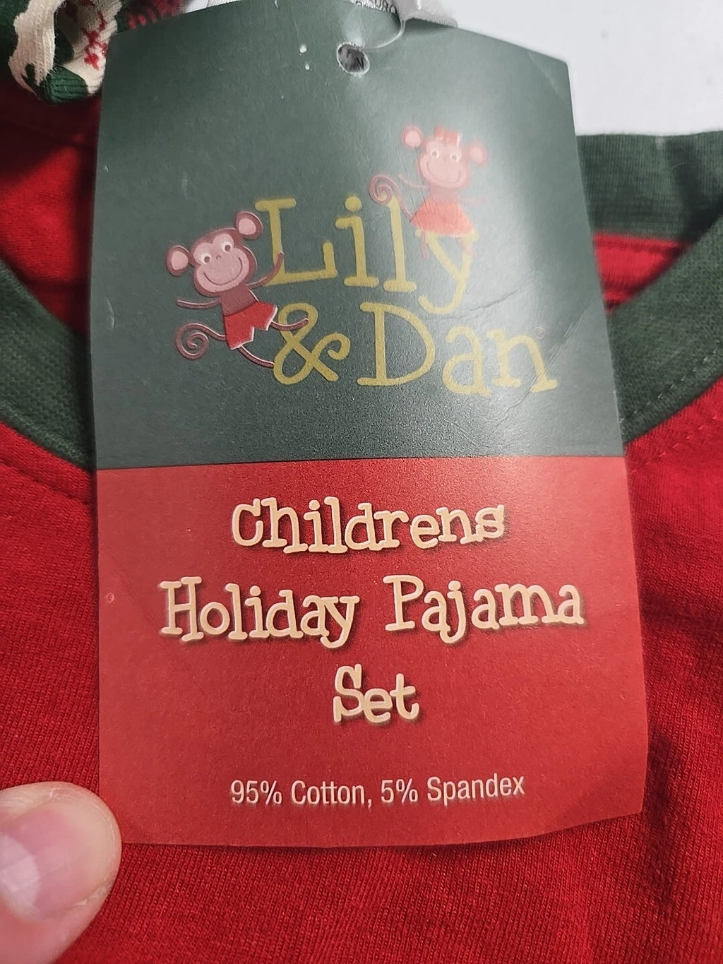 Lily And Dan Childrens Holiday Pajama Set Red Reindeer Cotton Size 3T New