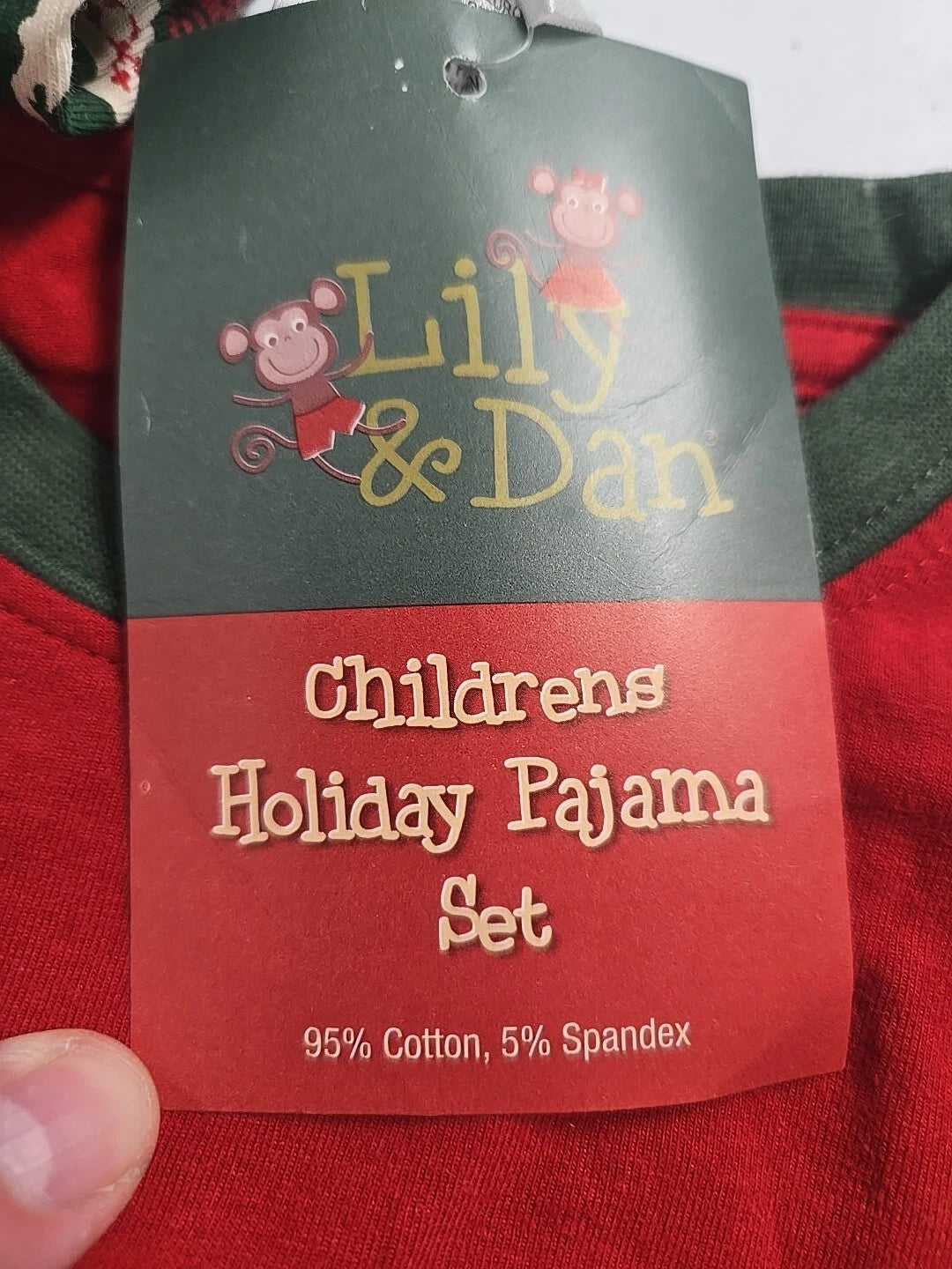 Lily And Dan Childrens Holiday Pajama Set Red Reindeer Cotton Size 3T New